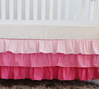 Flax Linen Crib Skirt Gathered - Linen Nursery - Baby Natural Flax - F